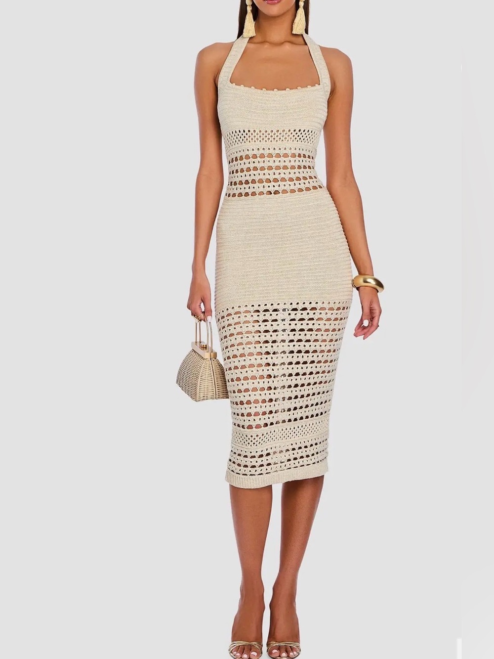 NEW RETROFETE jaycee crochet dress in bone size S